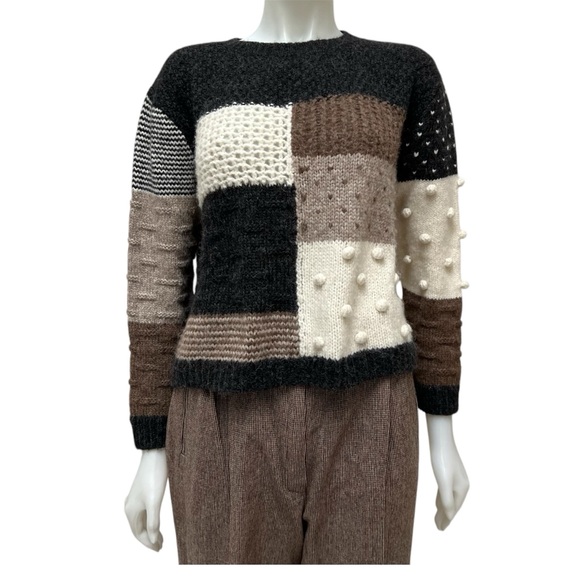LOVE SAM Patchwork Alpaca Women Sweater 3D Kelly sweater Art to Wear Chunky Y2K - Picture 4 of 12